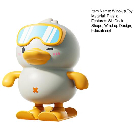 Wind-up Ski Duck Toy Jumping Snowboarding Yellow White Duck Toy Toddlers Boys Girls Educational Interactive Clockwork Animal Toy