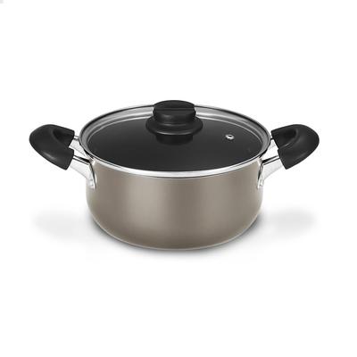 20cm Pot with Glass Diamond Easy To Metallic Greige Double-Handled Lid, Gas/IH Compatible, Lid, Coating, Long-lasting, Non-stick, Clean,