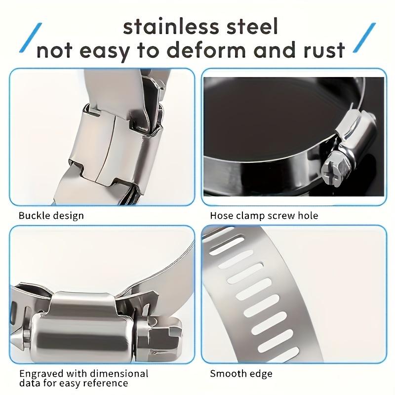 50pcs Stainless Steel Hose Clamp Kit, 1/4" To 1-1/8" T-Bolt, Worm Gear Design, Secure Clamp for Plumbing & Automotive, Metal, Ring Shaped