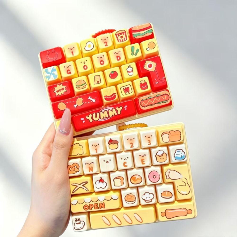 26-key Keyboard Keychain Pressable Keys Press Button Toy Cute Keyboard Fidget Toy Bag Ornament