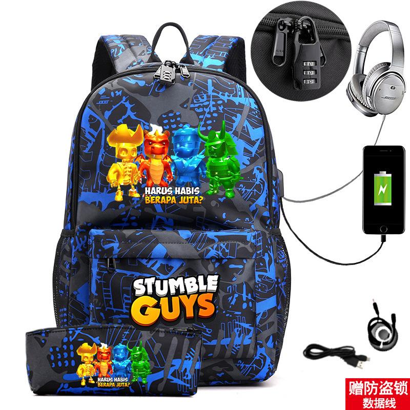 Collision Party Printed Student Bag Set Locked Backpack