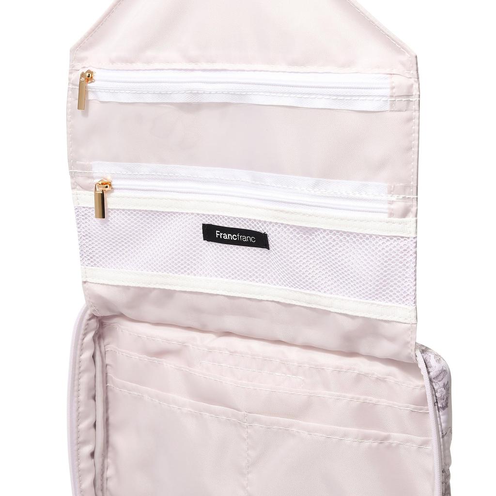 Francfranc Classic Flower Hanging Pouch, Large, Light Pink, Water-Repellent, Travel