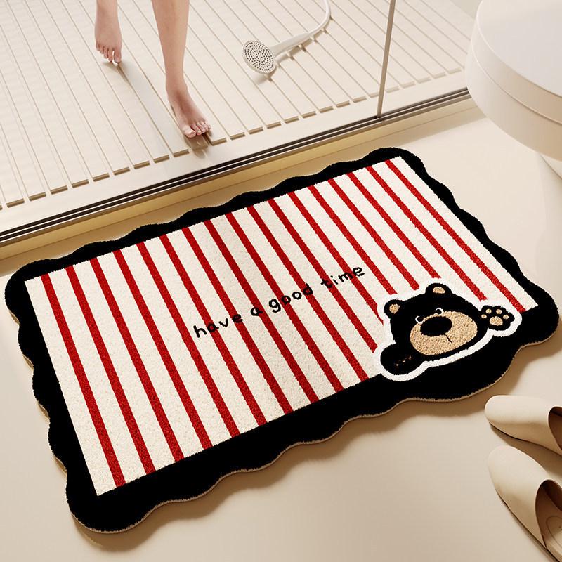 Cartoon Puppy Imitation Cashmere Floor Mat: Absorbent, Insulating Door Mat for Shower Room