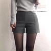 Women's Slimming Woolen High-Waist Gray Shorts - Korean Style Winter 2024 Hip-Wrapping Booty Base Layer