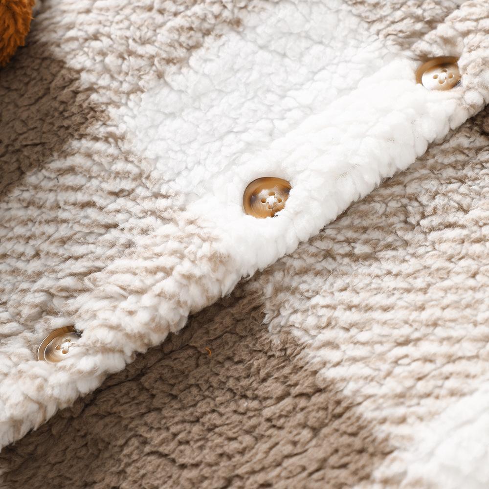 Kinderbekleidung Kinder Neu Mädchen Herbst und Winter Kariert Plüsch Kapuzen Casual Mantel