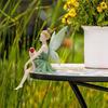 Fee Hars Beeldje, Zittend Elf Figuurtje, Tuin Bloempot Rand Ornament, Landschap Ambacht Decoratie
