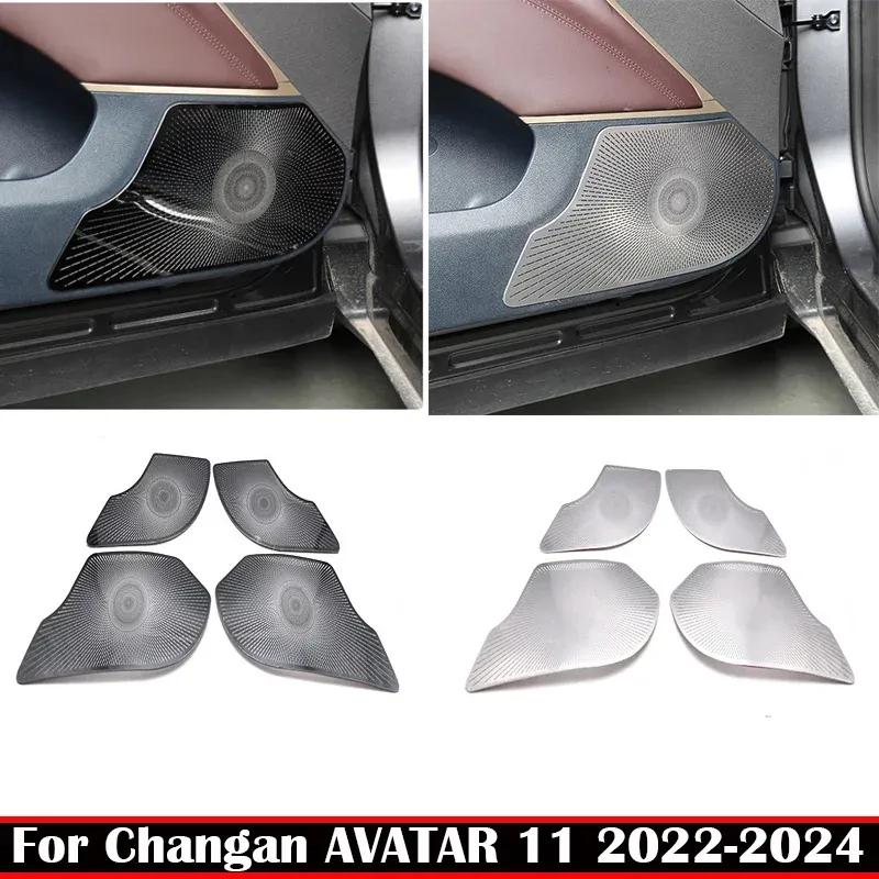For Changan AVATAR 11 -2024 Interior Accessories Stainless steel Car Four Door Speaker Horn Sound Trim 4 loudspeaker Cover