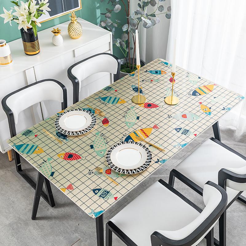 Modern Simple Pvc Waterproof, Oil-Proof And Anti-Scalding Leave-In Tablecloth Coffee Table Cloth Dining Table Mat Soft Glass Internet Celebrity
