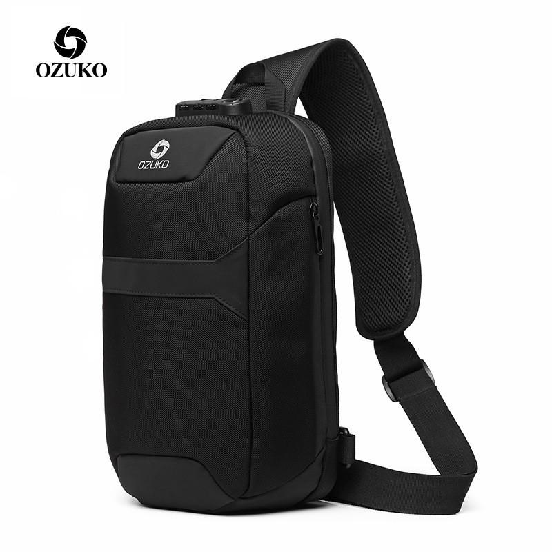 Men s Cross-body Chest Bag Waterproof USB Charging Casual Sports Students Shoulder чёрный
