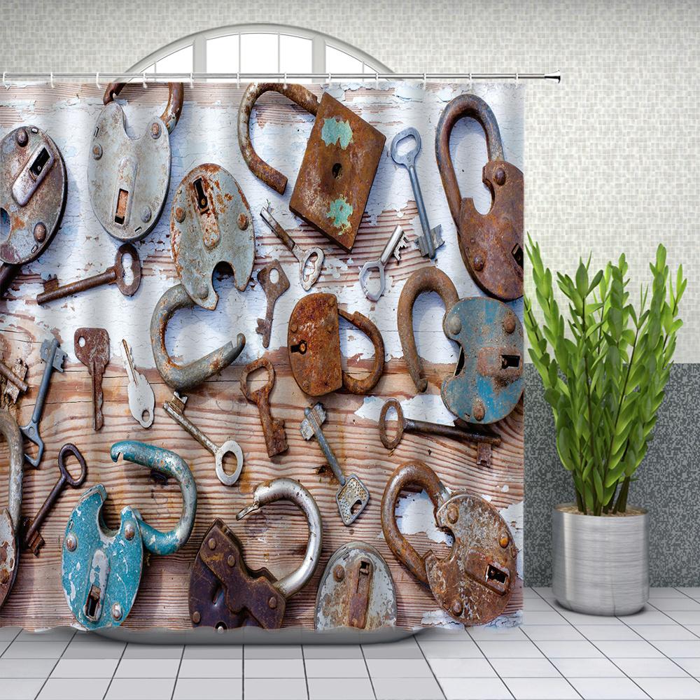 

Nostalgic and Retro Industrial style Shower Curtain Rustic style Bathroom Curtains Polyester Fabric Home Decor Curtain W90xH180cm