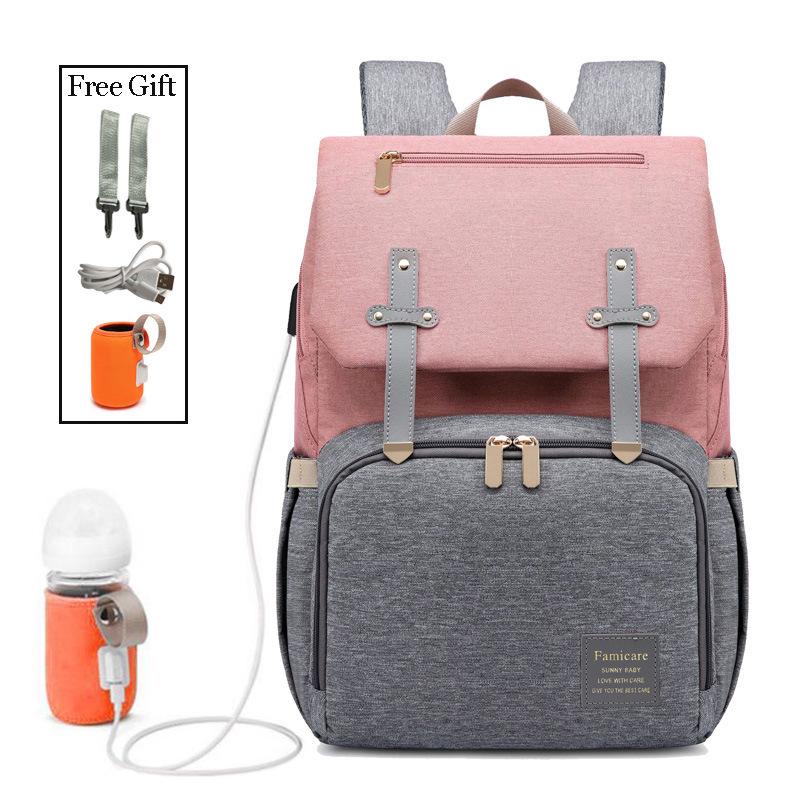Diaper Backpack Baby Stroller Bag Mummy Daddy Waterproof Oxford Handbag Nursing Nappy Kits Maternity Packs USB Warmer Holder