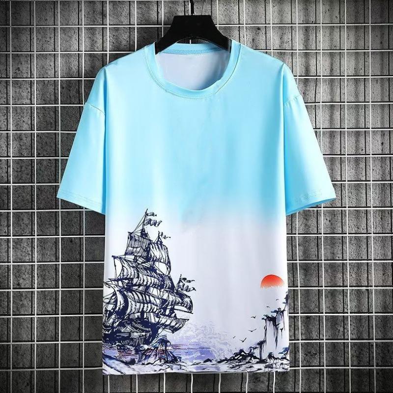 

Summer Chinese Style T-Shirts Painting 3D Print Men s O-Neck Short Sleeve T Shirt Oversized Tees Harajuku Y2K Tops S