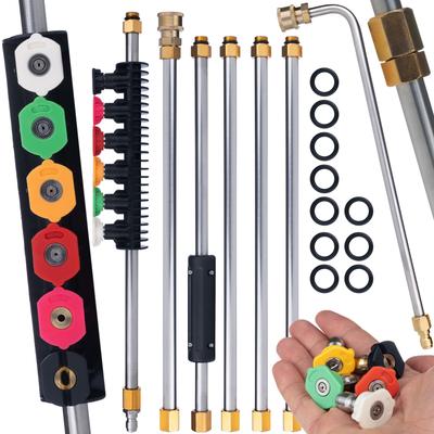 Set of 7 Lances/extensions for Pressure Washers, Including a 90° Angled One + 6 Nozzles with a 1/4” Quick Connector, 250 Bar