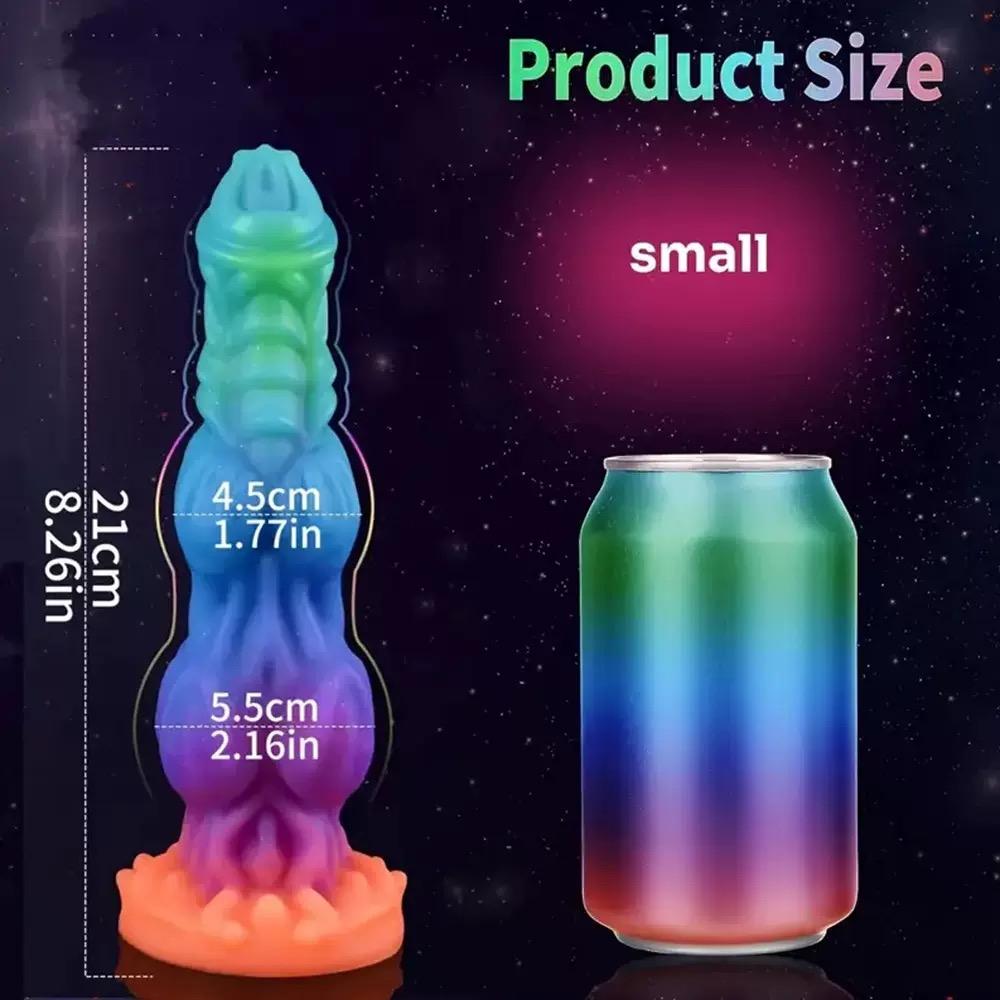 9.6" Glow-in-the-Dark Fantasy Dragon Silicone Dildo, Ultra Soft Liquid Silicone, Dual Knot Texture, Strong Suction Cup, Premium Fantasy Collection