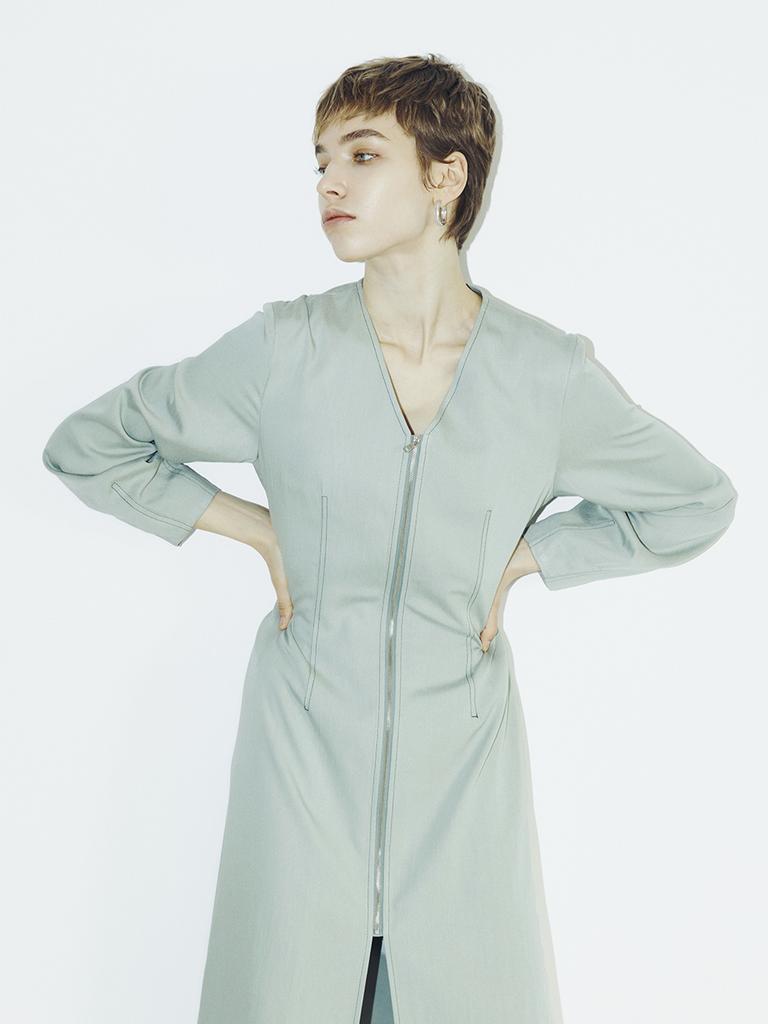 Nub Zip-Up Stitch Dress - Mint