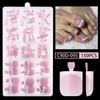 French Press On Toenail Set 120/150pcs Short Square Shiny Fake Toenails for Summer Foot Nail Art DIY Pedicure
