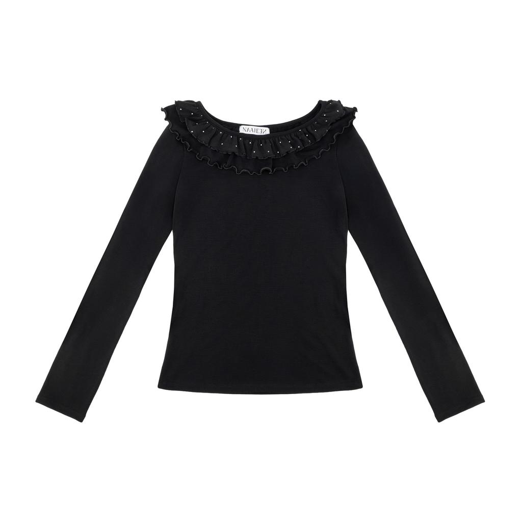 Naien Frill Neck Slim Fit Long Sleeve