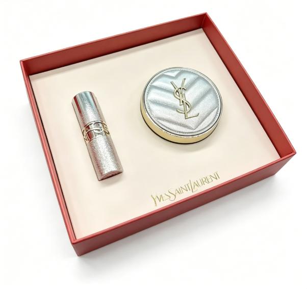 YSL Pink Star Makeup Gift Set: Round Lipstick 44B# 3.1g + Cushion Foundation B10# 12g