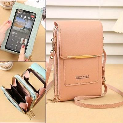 Women Touch Screen Phone Bag Cute Crossbody Bag Small Carrying Mobile Phone Bag Fashionable Shoulder Bag Key Bag