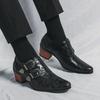 Men's Wedding Shoes Fashion Slim Fit Pointed High Heel Pullover Breathable Leather Shoes Classic Vintage Men's Dress Shoes