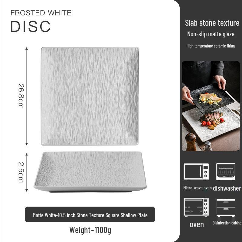 High-End Black Ceramic Square Steak Plate - Lightweight, Luxury, Stylish Dish for Home Use