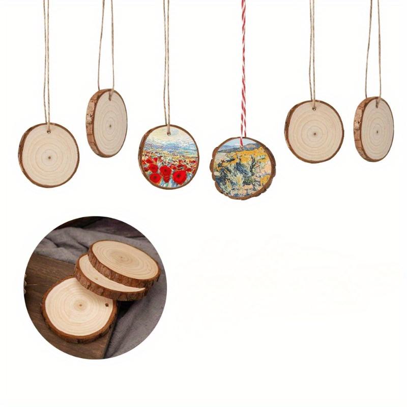 10 szt. Naturalne Plasterki Drewna, Zestawy Drewna Rzemieślniczego, Niewykończone Nawiercone Otwory, Drewniane Okrągłe Plasterki Drzewa na Dekoracje Halloweenowe, Ozdoby Świąteczne