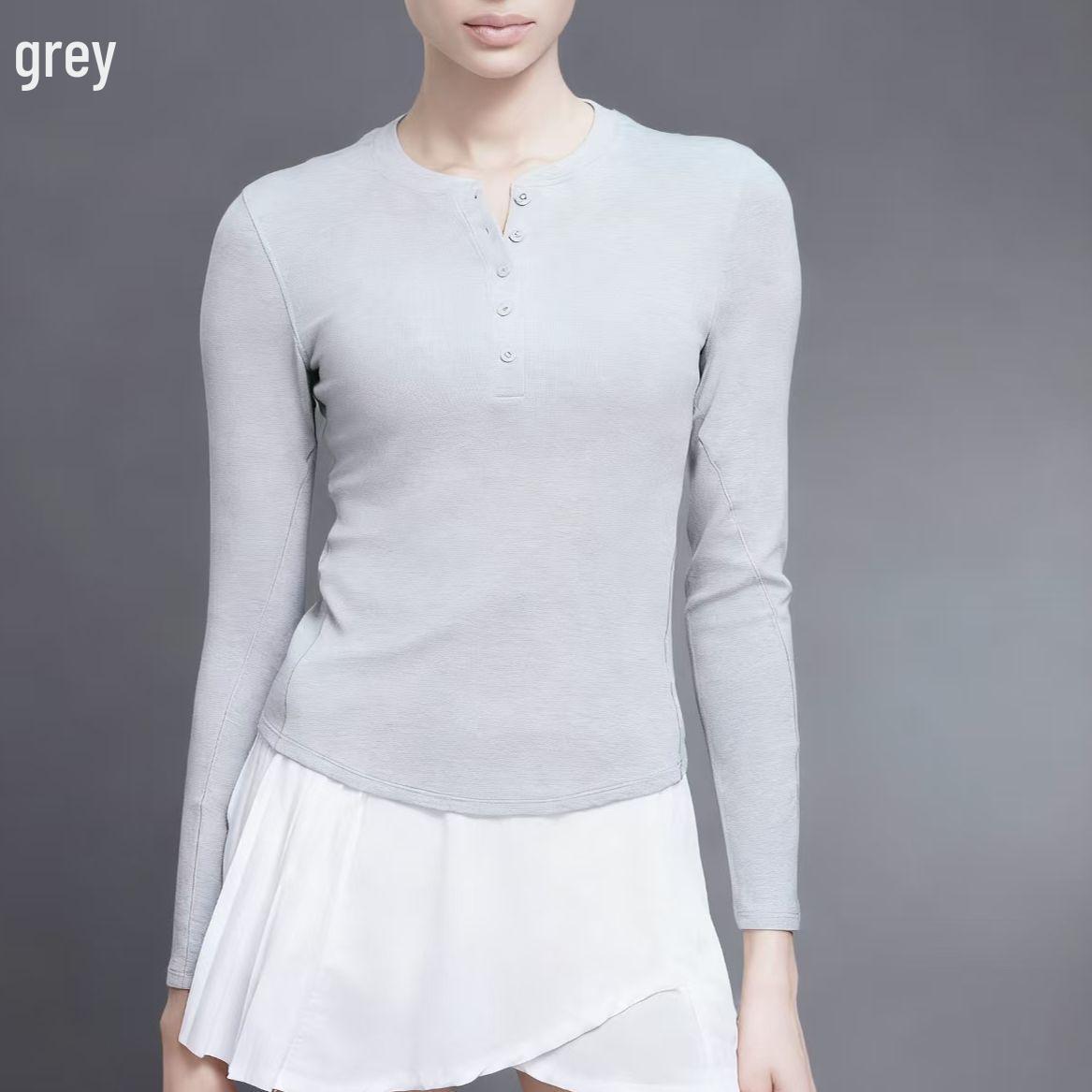 

Long Sleeve Henley Yoga & Pilates Top CX502 Large сірий колір