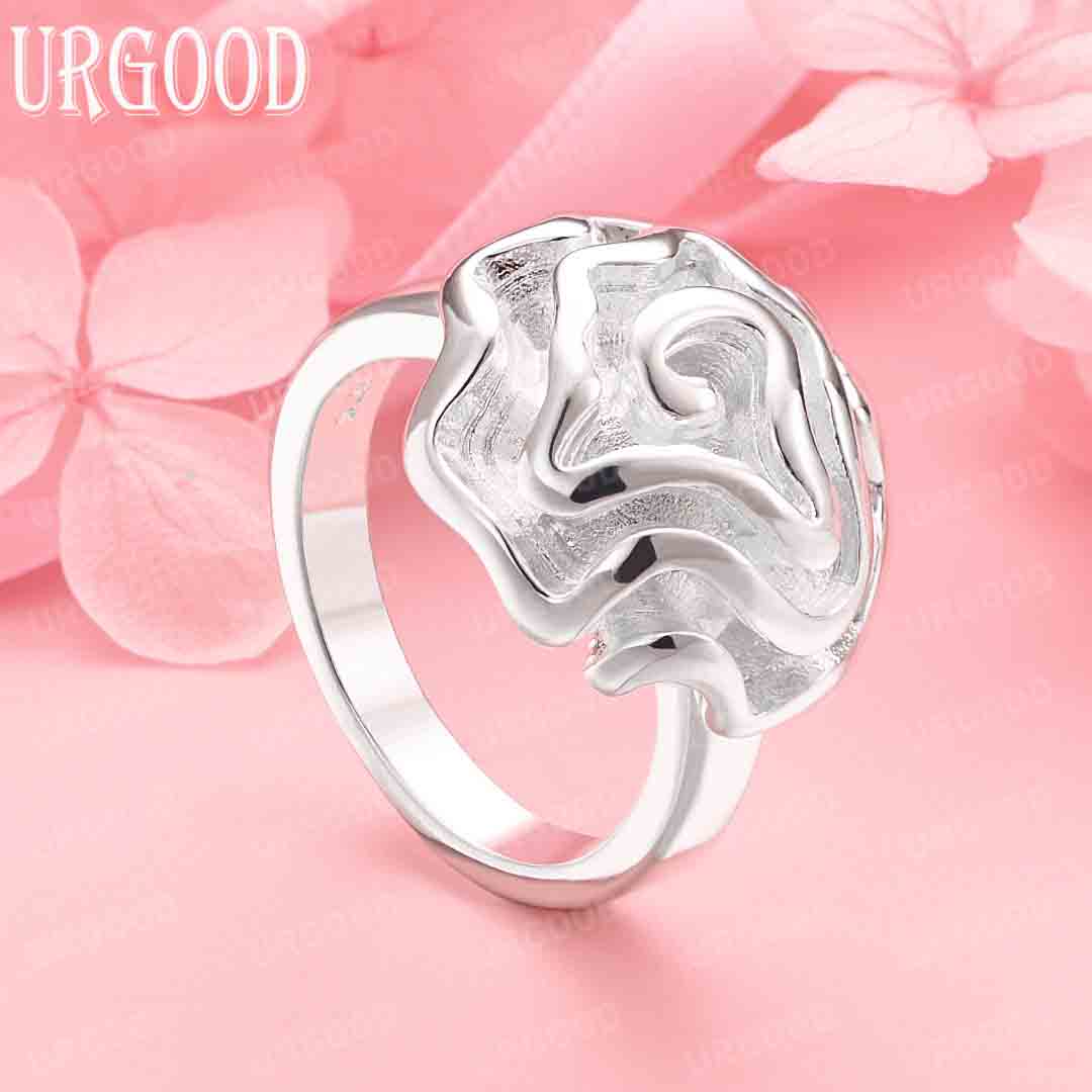 

925 Sterling Silver Wedding Jewelry Romantic Flower Ring 6#