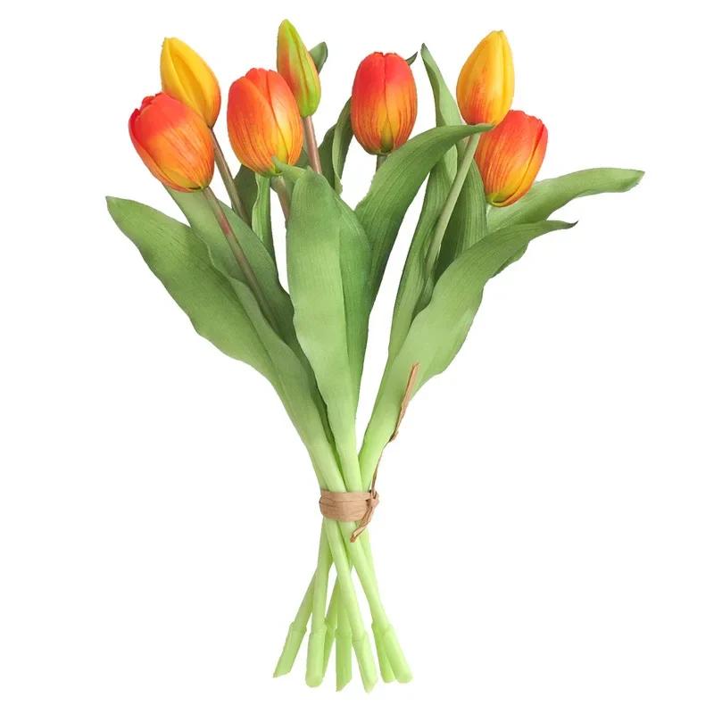 7pcs/Bouquet New Silicone Tulip Artificial Flower 40cm Real Touch Fake Plant B For Wedding Decoration Home Garen Acceeeories