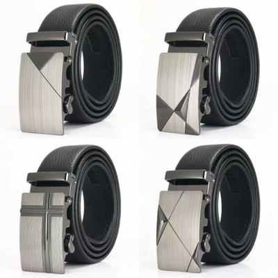 Men'S Belt Automatic Buckle Faux Leather Belt Classic Trend Belt
