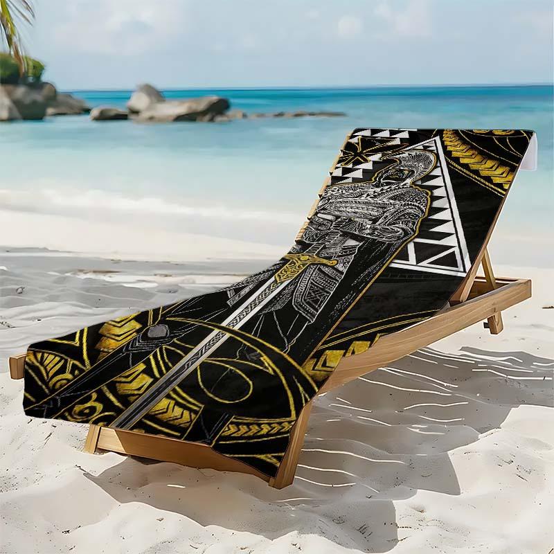 Serviette de plage imprimée Art Totem Samouraï Style Polynésien, Serviette de plage super absorbante, Serviette de natation confortable à séchage rapide