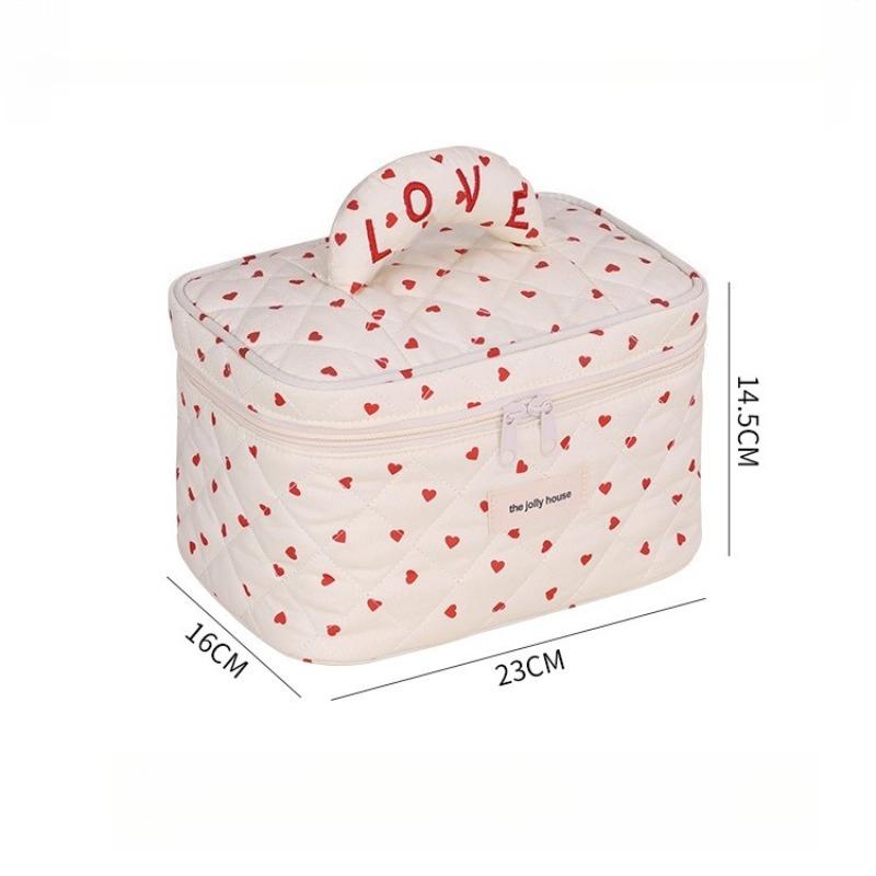 1pcs Love Print Makeup Bag Handheld Large Capacity Multifunctional Portable Travel Skincare Toiletry Storage Bags
