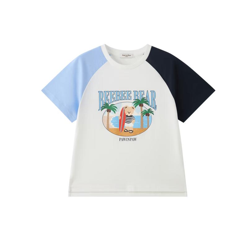 PawinPaw Boys Cartoon Bear Color-Block Short Sleeve T-Shirt 130