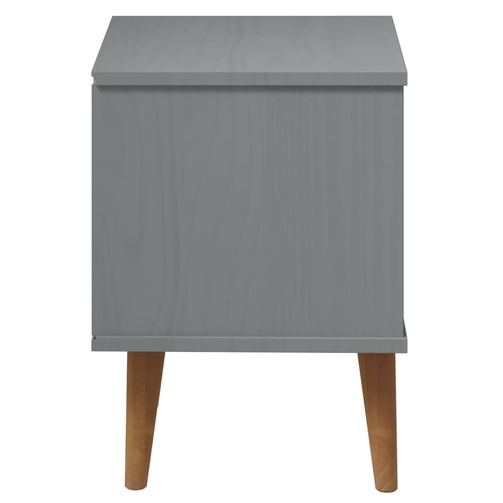 Nightstand MOLDE Gray 40x35x48 cm Solid Pine Wood