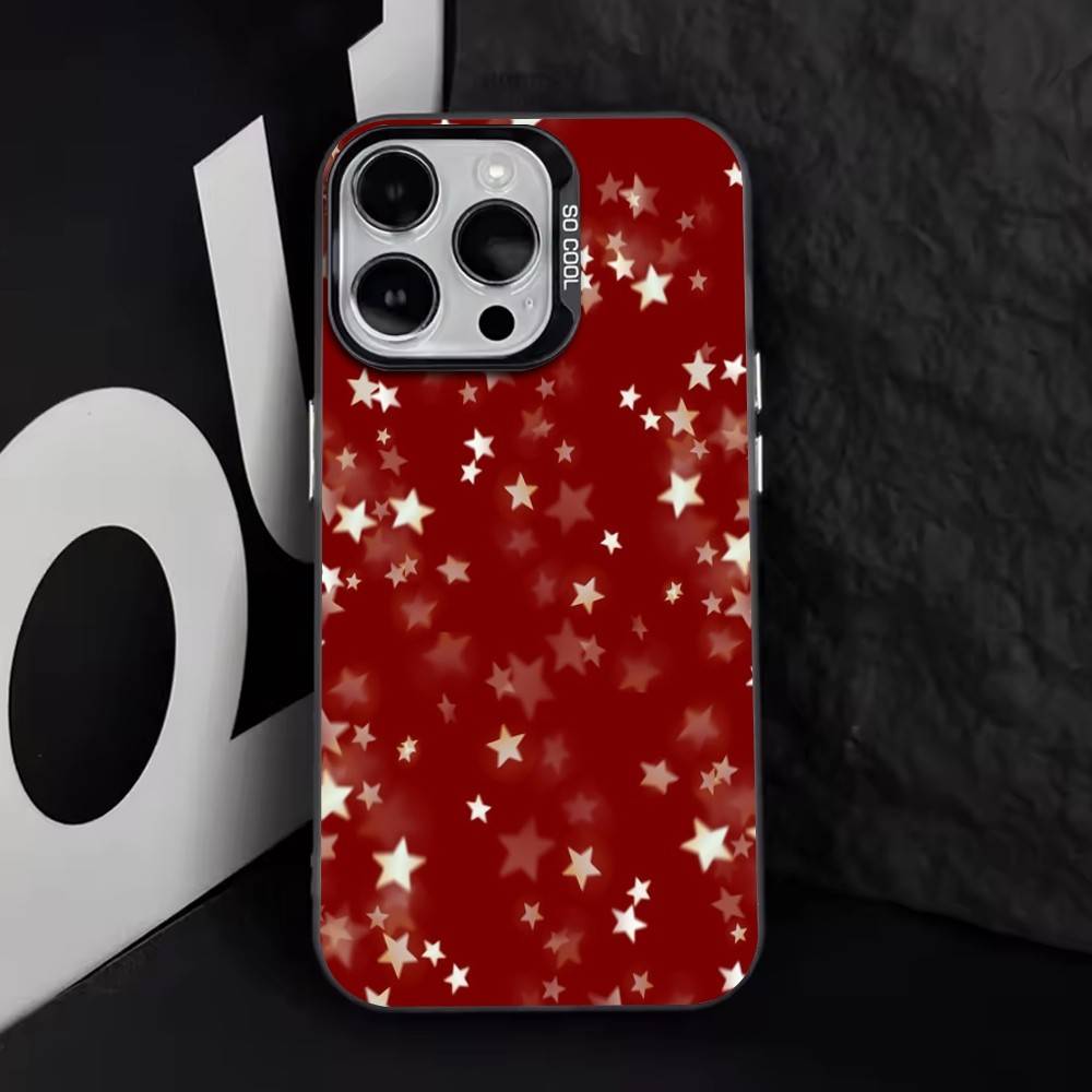 Minimalistischer Roter Stern Handyhülle Für iPhone 17,16,15,14,13,12,11 Plus,Pro Max,XS,Bunte Silber Schwarz Hülle