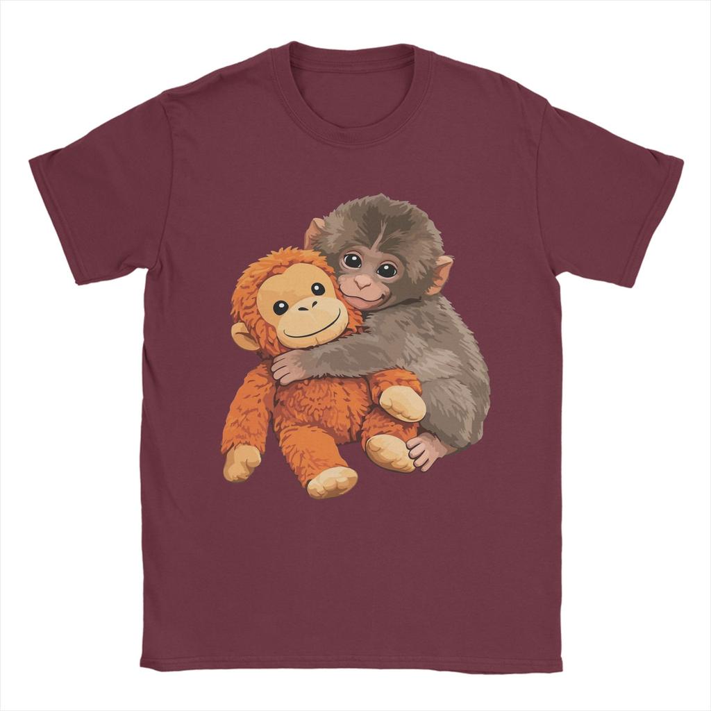 Funny Cute Punch Baby Monkey TShirt for Unisex Round Collar Cotton T Shirt Short Sleeve Tee Shirt Graphic Tops