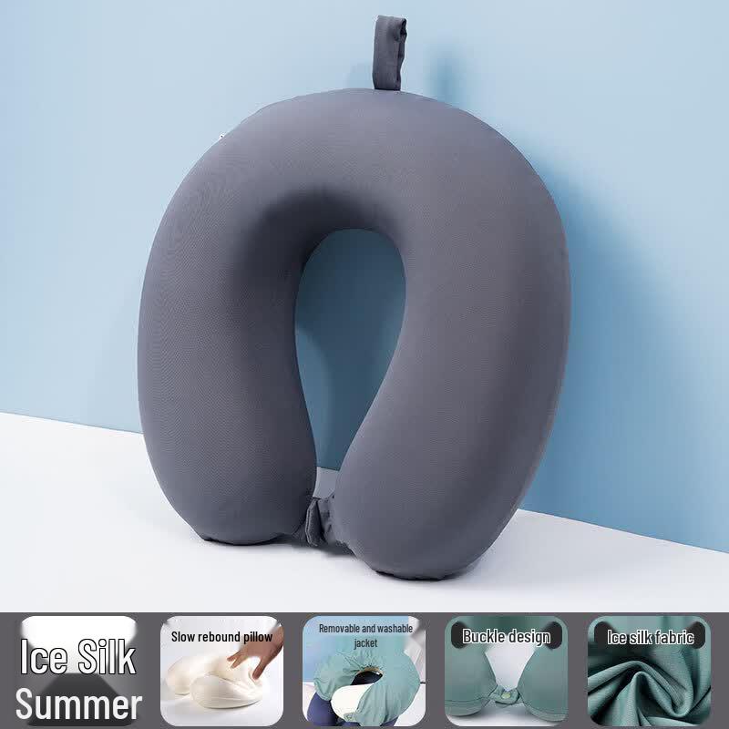 Portable Ice Silk U-Shaped Travel Neck Pillow Set