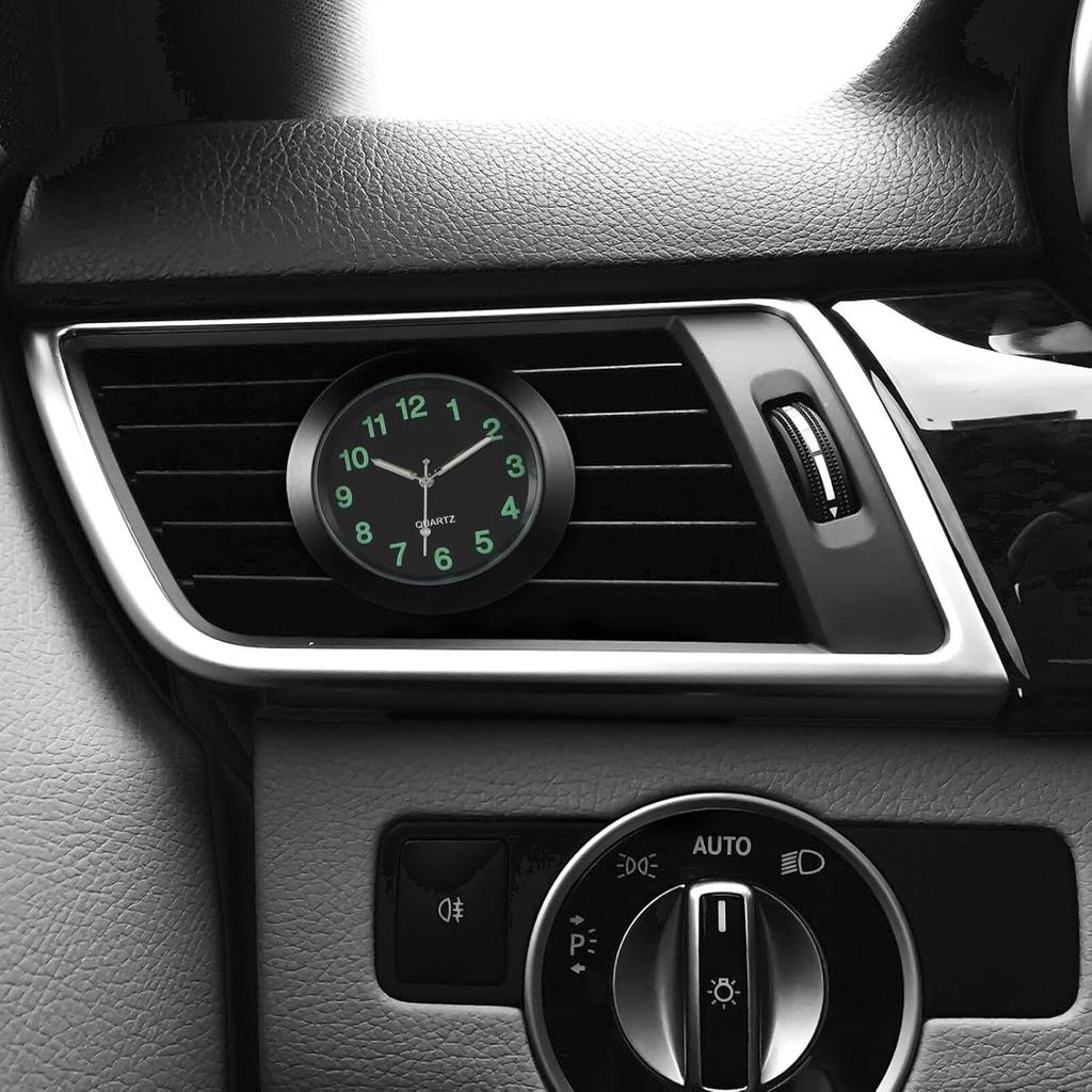 Car Dashboard Clock Night Light Car Alloy Mini Luminous Automotive Vent Clip Type Watch