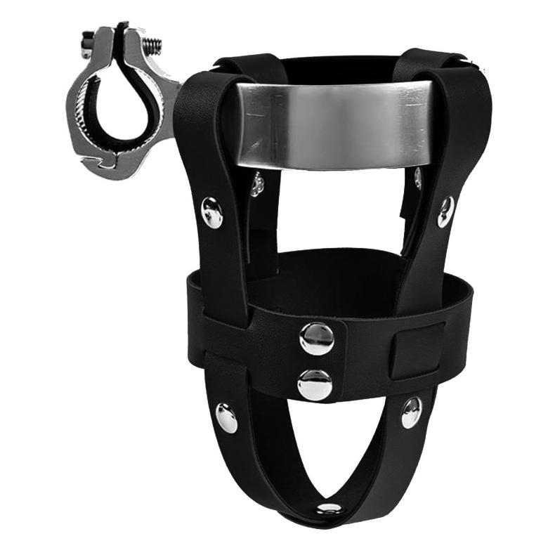 Adjustable Universal PU Leather Water Bottle Holder for Bicycle E Bike Scooter Outdoor Sports Cup Mount Accessory