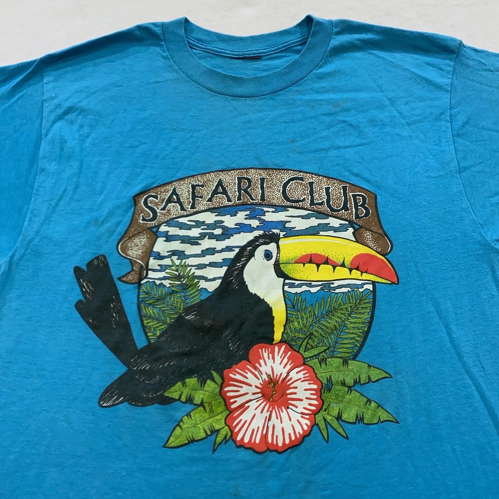 vintage 90s SAFARI CLUB TOUCAN BIRD T-Shirt MEDIUM soft surf beach nature 2XL