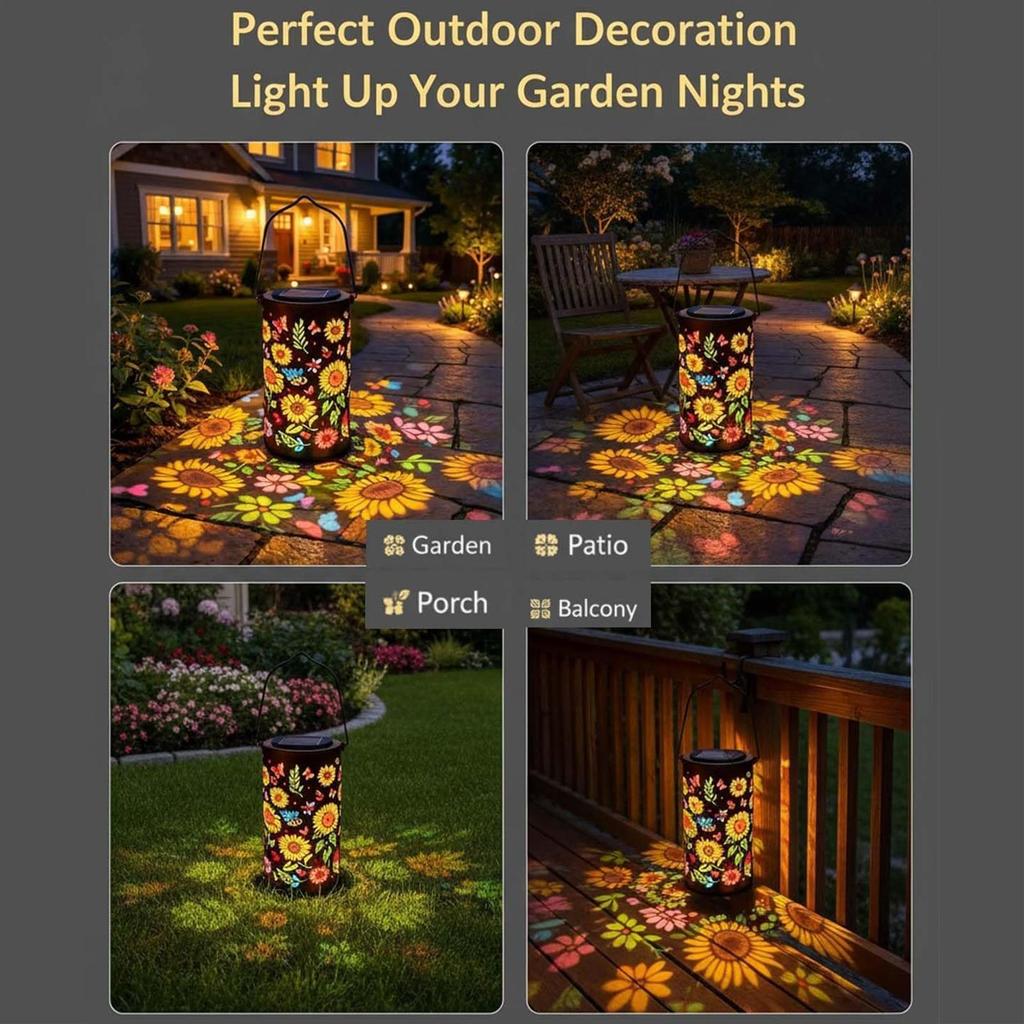 Colorful Sunflower Glowing Solar Garden Lantern Garden Solar Lights Waterproof Battery Powered Hanging Metal Flower Light