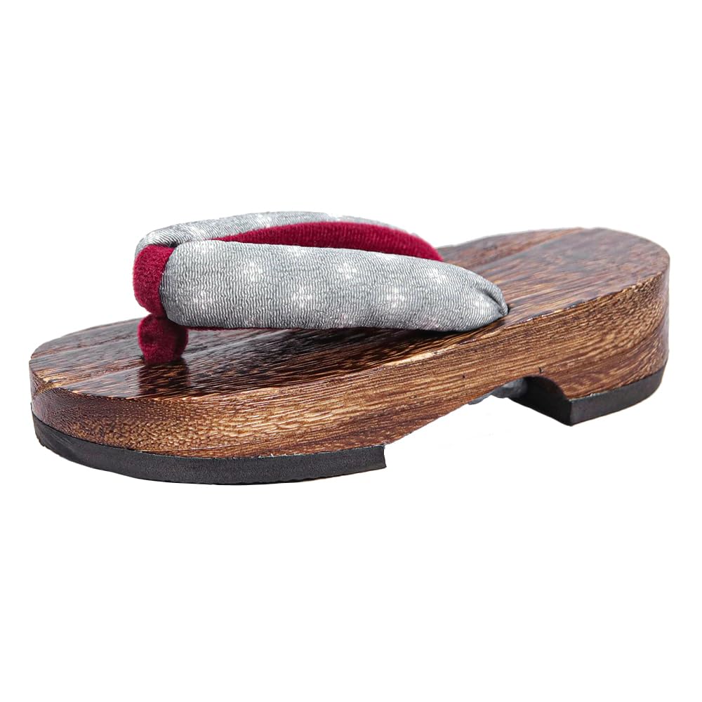 Geta in Dull Burnt Paulownia Wood for Girls [KYOETSU] (Japanese Clogs) (1 Gray, measurement_18_point_0_centimeters)
