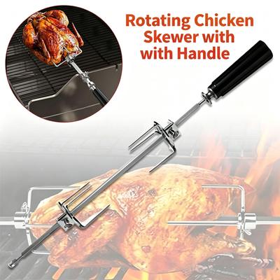BBQ Drehspieß Stangen-Set Abnehmbar Zwei Drei Zinken Gabel Kurzer Langer Schaft Option für Outdoor Grillen Braten Kochen
