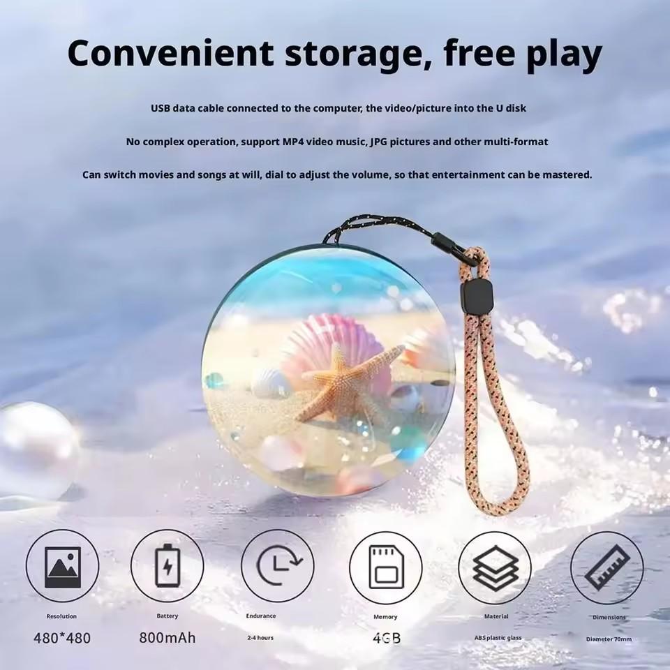 3D Video Krystallkule DIY Minnekunst Glasskulelampe Sfærisk Pikseldisplay 2,7 tommers Skjerm 4GB Videoavspiller for Gave