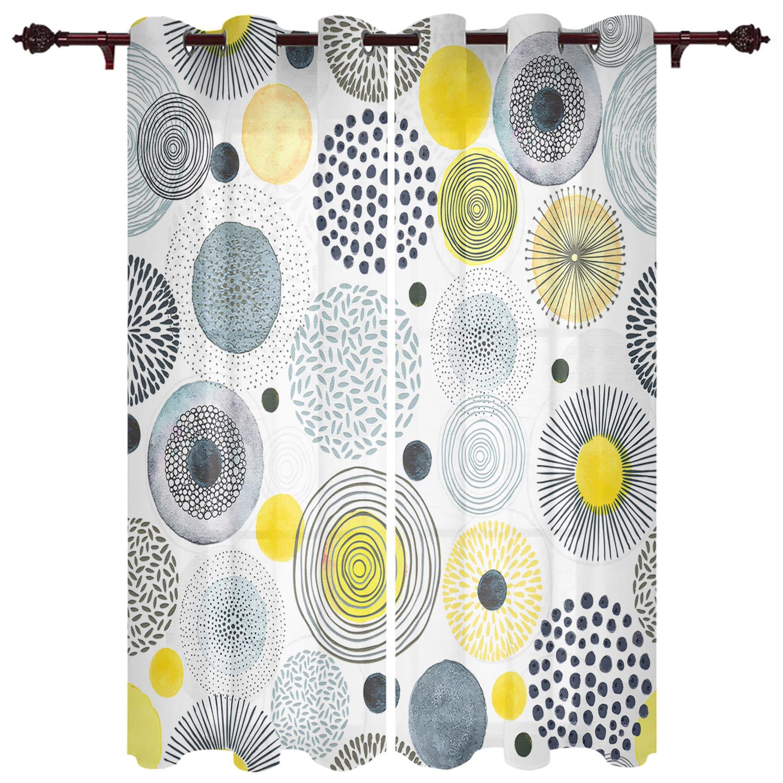 Занавеска для окна в фермерском стиле с акварельными точками и градиентом цвета морской — фото 8