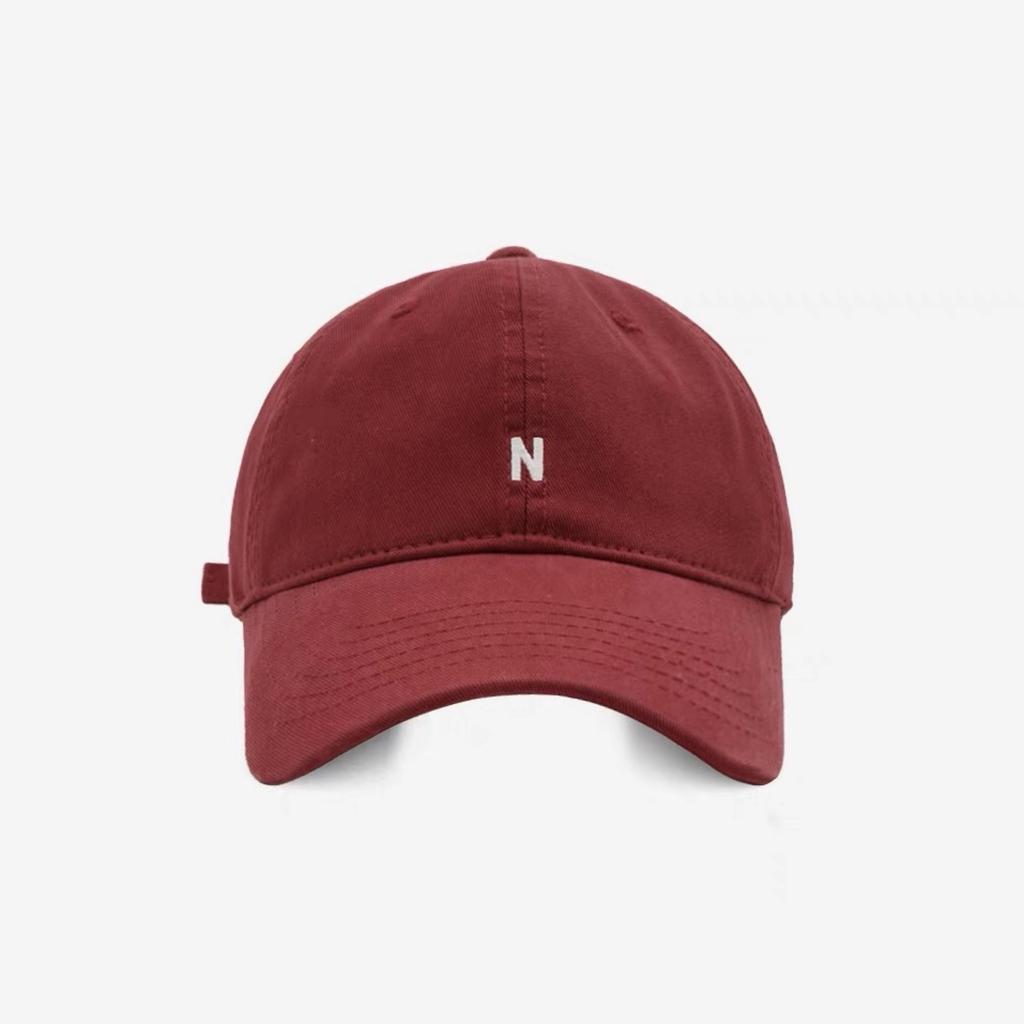 A Simple and Versatile Baseball Cap with A Soft Top Embroidered with The Letter "N" for A Korean Couple