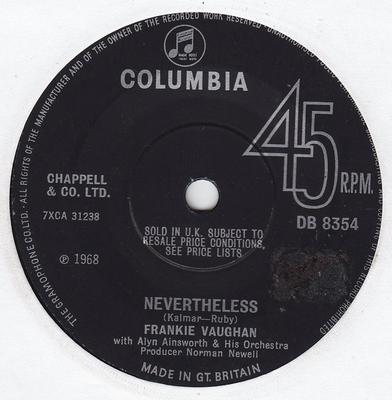 7palcová deska FRANKIE VAUGHAN - Nevertheless DB8354 Columbia 1968 UK Pop Použitá