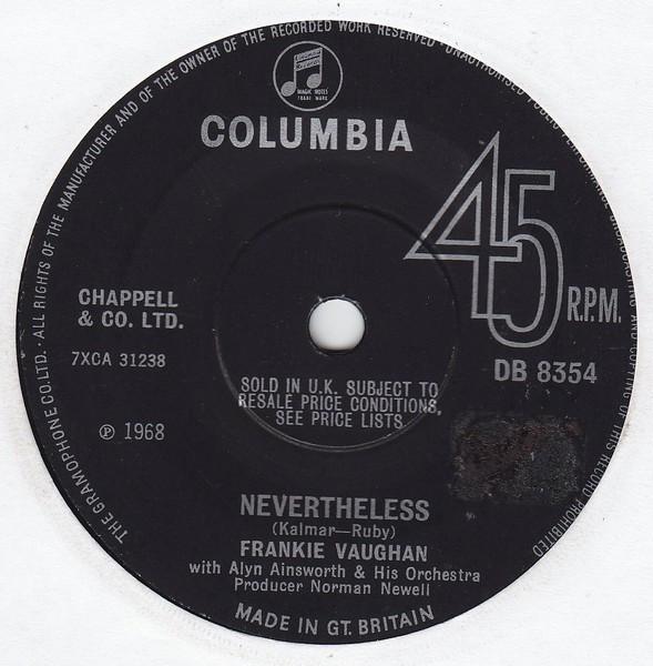 

7-дюймовая пластинка ФРЭНКИ ВОН - Тем не менее DB8354 Columbia 1968 UK Поп Б/У