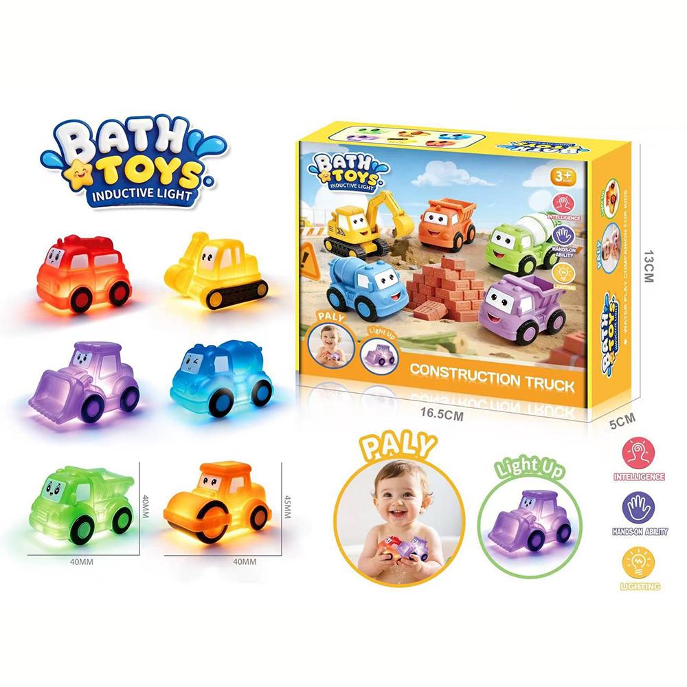 Light Up Car Playset Bath Toys LED Sensory Soft Vinyl Floating Water Play Toys for Bathtub & Pool Toddler Toys for 3 4 5 Years