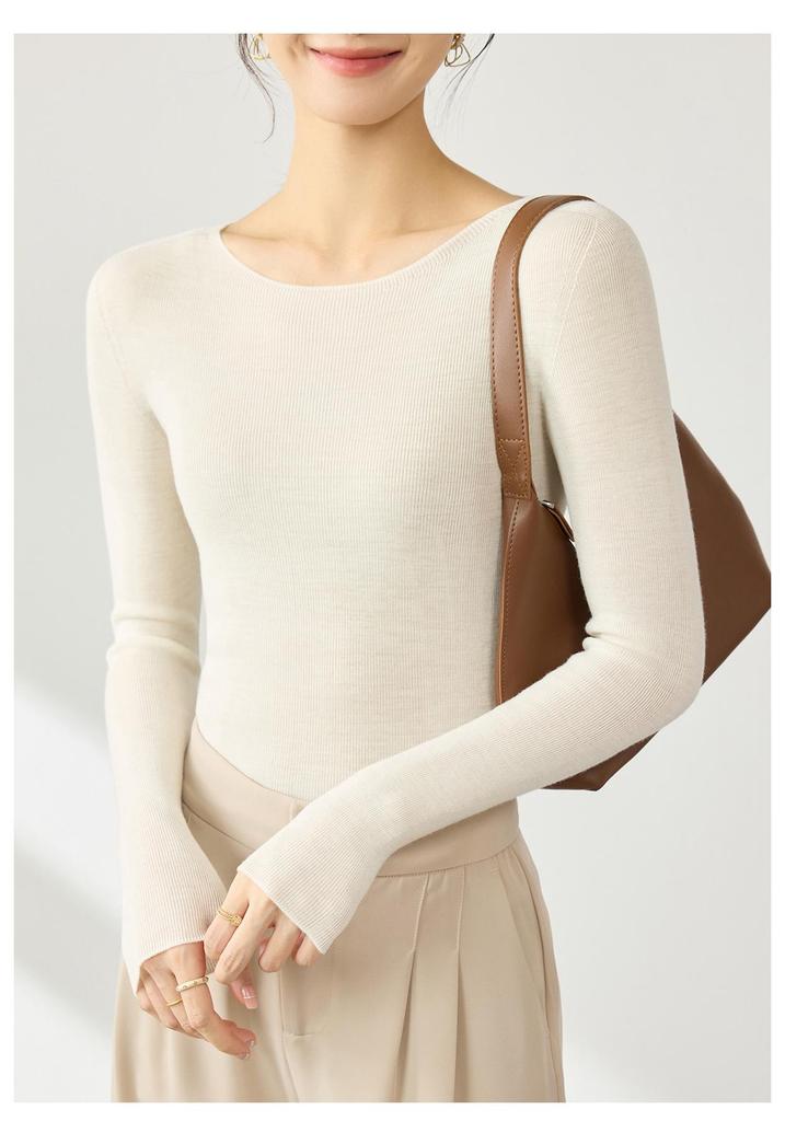 Yangzi Ultra-Fine 18-Gauge Wool One-Shoulder Sweater – Early Autumn Versatile Top